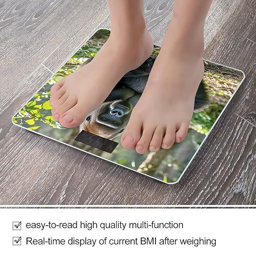 Gorilla on The Ground Bathroom Scale Automatic Power On/Off Body Scales LCD Backlight Display Square Digital Scale Rounded Corners Bathroom Scales for Home Bedrooms