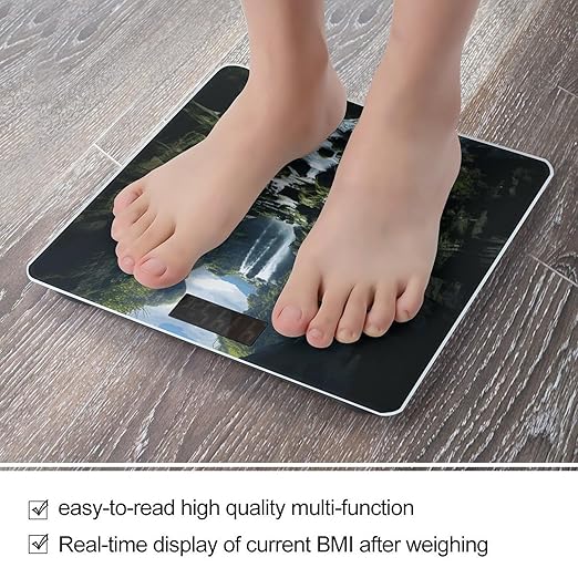 Waterfall Cliff Bathroom Scale Weight Scale for Body WeightHighly Accurate Digital Weighing Machine Clear LED Display Digital Bathroom Body Scale 400lb/182kg