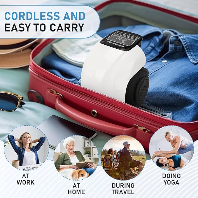 Knee Massager 4 in 1 with Heat Vibration Red Light and 3D Massage Cordless Portable Rechargeable Gifts for Family and Friends