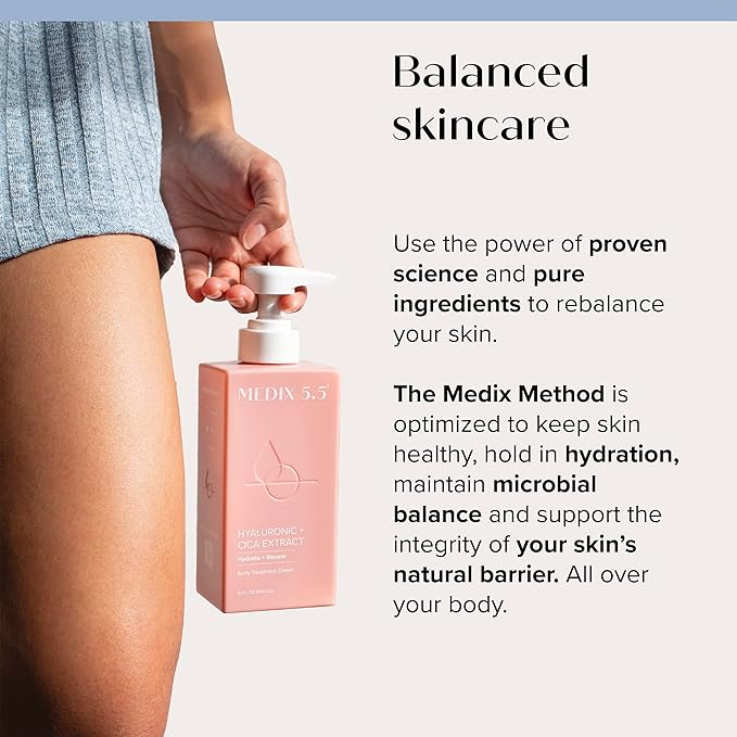 Medix 5.5 Hyaluronic Acid Hydrating Body Treatment Cream + Glycolic Acid Exfoliating Body Wash Set