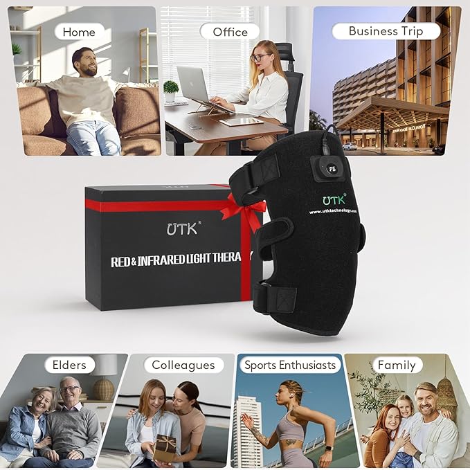 UTK Red Light Therapy for Knee and Elbow Infrared Light and Red Light Deeply Pain Relief Stiffness 10-60 min Auto Shut Off Portable Infrared Device Gift for Athletes and Active Lifestyles