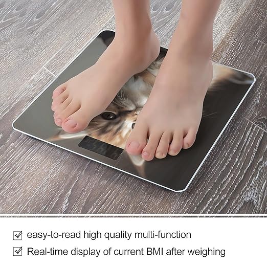 Cute Kitty Bathroom Scale Weight Scale for Body WeightHighly Accurate Digital Weighing Machine Clear LED Display Digital Bathroom Body Scale 400lb/182kg