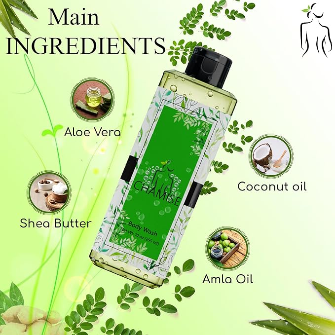 Plant-Based Body Wash with Mesh Sponge - Hydrating Sulfate &amp Paraben Free 10oz (Ralera)