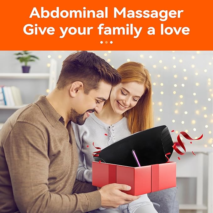 Double Disc Abdominal Massager with Heat Stomach Massager for Digestion Belly Cellulite Massage for Flattening Belly Relieves Discomfort Caused by Bloating ConstipationStomach Pain (Black)