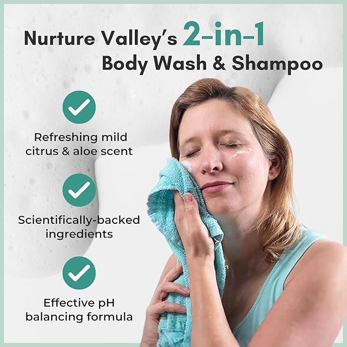 Nurture Rinse Free Body Wash &amp Shampoo w/Aloe | Hospital Grade Hair &amp Body Waterless Cleansing Foam | Women Camping Elderly &amp Hospital Patients | Shower Bath &amp Hand Soap for Sensitiv