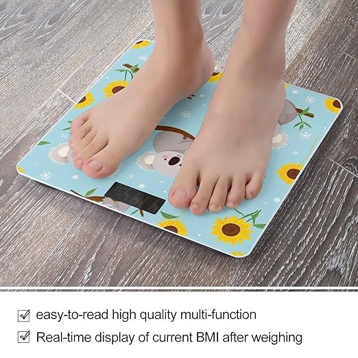 Digital Bathroom Weighing Scale Energy Saving Scale Smart Scale for Body Weight Sunflower Cute Cartoon Koala Bear