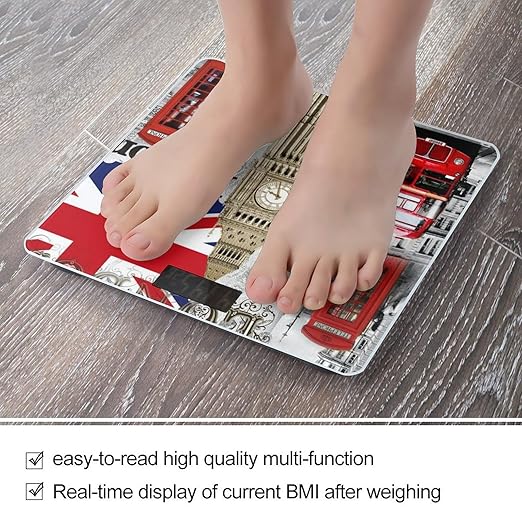 London Big Ben Scale for Body Weight Digital Bathroom Scale Precision Smart Weighing Scales with Clear LED Display Accurate High Precision Scales Weighing Machine