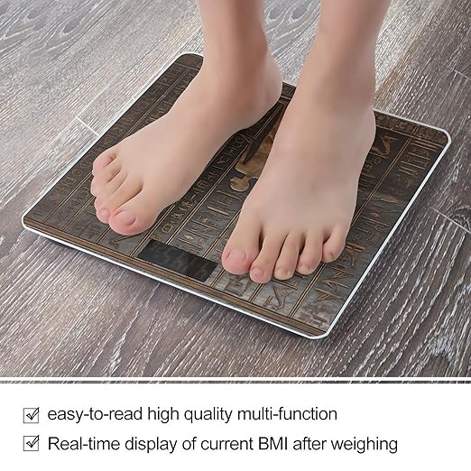 Ancient Egyptian Hieroglyph Scale for Body Weight Accurate Digital Bathroom Scale Toughened Glass High Precision Scales Smart Weight Scales with Large LCD Backlight Display Weighing Machine