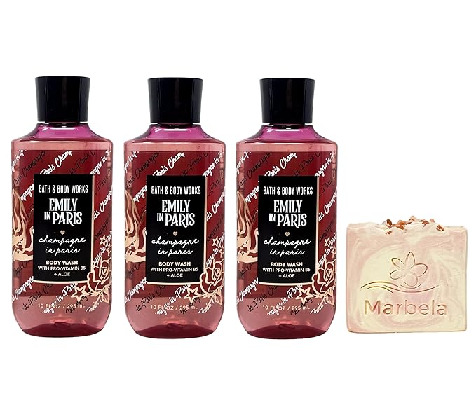 Bath &amp Body Works Emily In Paris - Champagne Paris 3 Pack Body Wash Bundle with a Himalayan Salts Springs Bar Soap