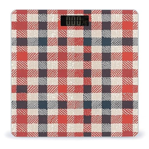 Red Plaid Scale for Body Weight Smart Scales Digital Bathroom Scale High Precision Weighing Scales with Large Display Weighing Machine for People