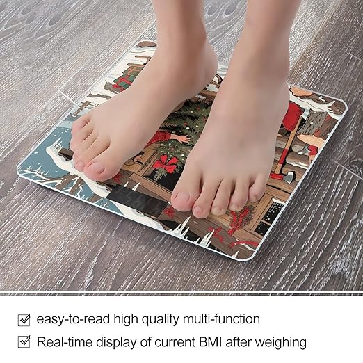 Christmas Scale for Body Weight Sturdy Tempered Glass Weighing Scales with LCD Display Accurate Digital Bathroom Scale Convenient Body Fat Smart Scales Easy Read