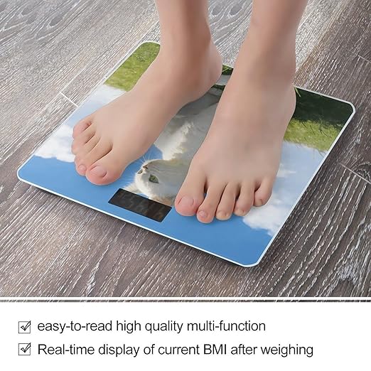 Grassland and Cat Weight ScaleClear LED Display Bathroom Digital Weighing ScaleTempered Glass Digital Bathroom Scale for Body Weight Capacity Up to 400 Lbs