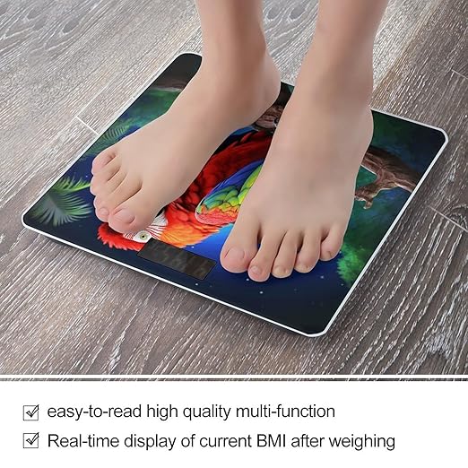 Parrot Bathroom Scale Large LCD Backlight Display Digital Scale Rounded Corners Body Scales Automatic Power On/Off Bathroom Scales for Home Bedrooms