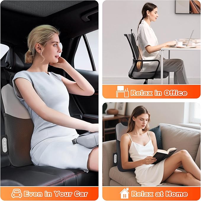 Back Massager for Pain Relief Deep Tissue Rolling Up and Down Shiatsu Back and Neck Massager with Heat 4D Kneading and Car Adapter for Home Office and Car use Gifts for Men and Women