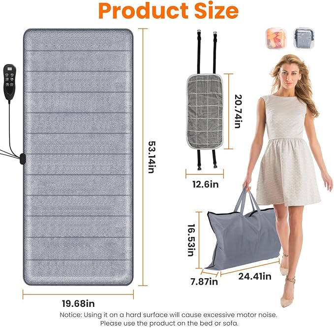 Full Body Massage Mat with Heat with Inflatable Head Pillow Electric Vibration Massage Pad Back Massager for Chair 10 Motors 9 Modes 3 Heat Levels Lumbar Pillow for Home Office Women Men Gift