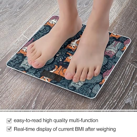 Cat Print Scale for Body Weight Digital Bathroom Scale Accurate Smart Weight Scales with Large Display Weighing Machine High Precision Scales