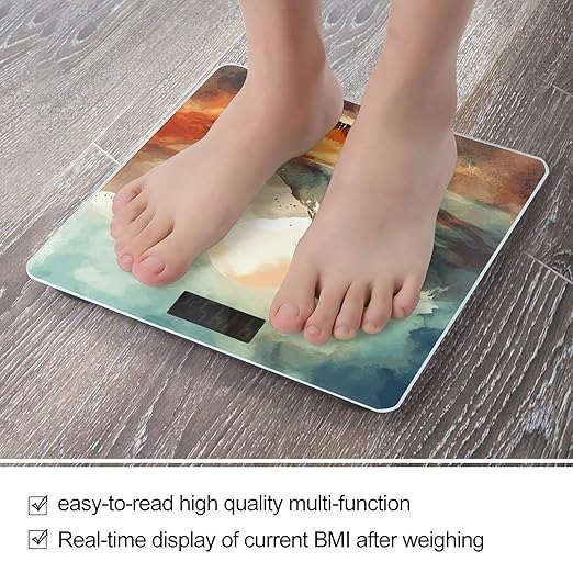 Digital Bathroom Scale for Body Weight Scale with Bright LCD Display High Accuracy Step-On Technology Auto On/Off Mountains and Sun Digital Scales 400 Lbs /180kg