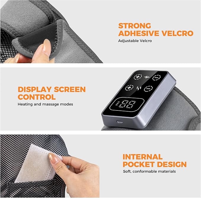 YAZHI Cordless Knee Massager for Pain Relief – Electric Heated Knee Brace 5 Heat Levels &amp 3 Massage Modes Gifts for Men and Women 1pack