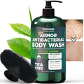 Antibacterial Body Wash with Tea Tree Oil | Antibacterial Soap for Men &amp Women | Kills 99.9% of Germs &amp Bacteria | Helps with Back Acne Body Odor &amp Skin Irritation | Includes Scrubber 16