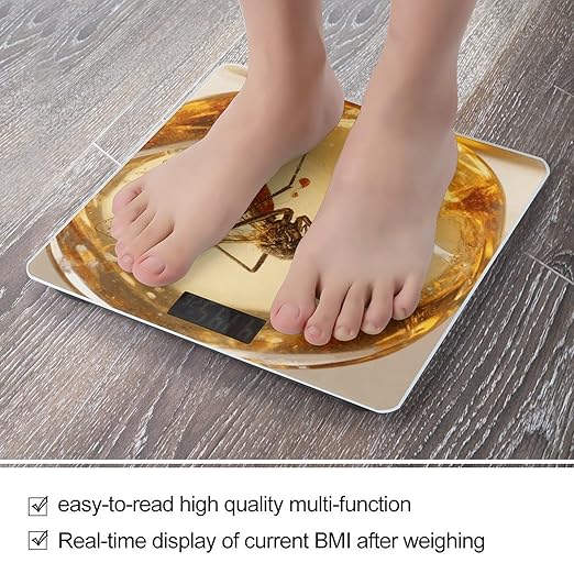 Amber Mosquito Scale for Body Weight Sturdy Tempered Glass Weighing Scales with LCD Display Accurate Digital Bathroom Scale Convenient Body Fat Smart Scales Easy Read
