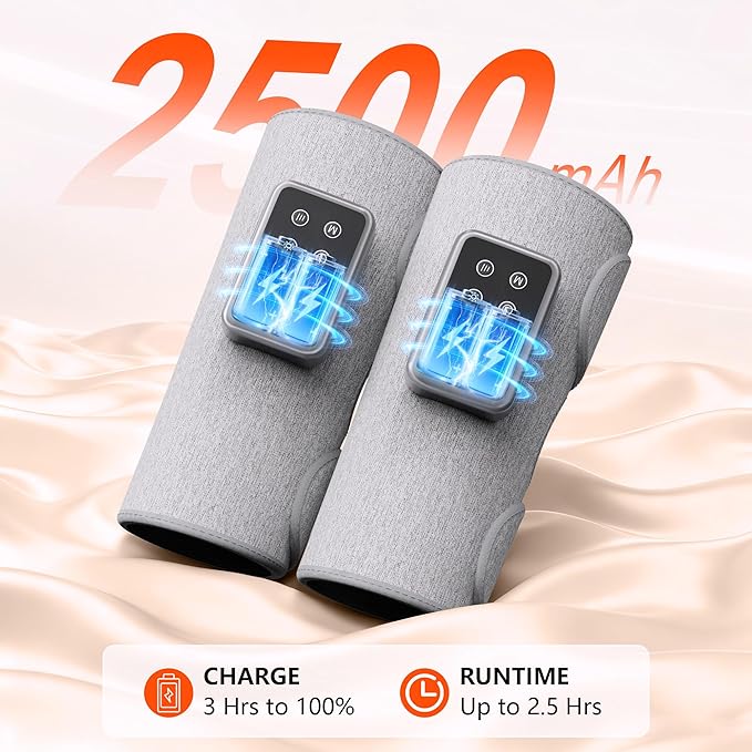 Cordless Leg Compression Massager with Heat for Daily Pain &amp Comfort Use Calf Massager with Adjustable Wraps 3 Modes &amp 3 Intensities Relaxation Gifts for Women Men Athletes &amp Seniors