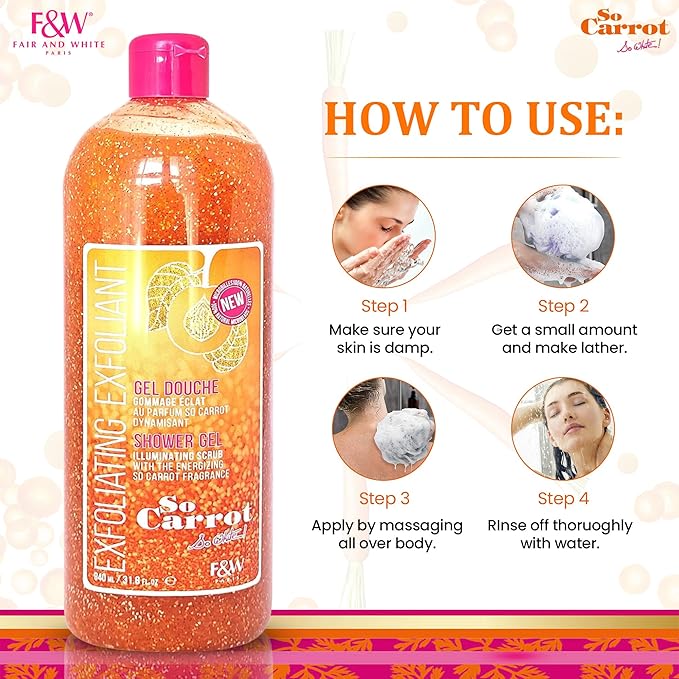 FAIR &amp WHITE So Carrot Body Scrub Body Wash 31.8 Floz / 940ml