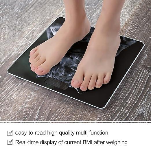 Black Panther Bathroom Scale for Body Weight LCD Display Digital Bathroom Scale Tempered Glass Bathroom Weight Scales Fashion Smart Scales for Home Bedroom 400 Lb