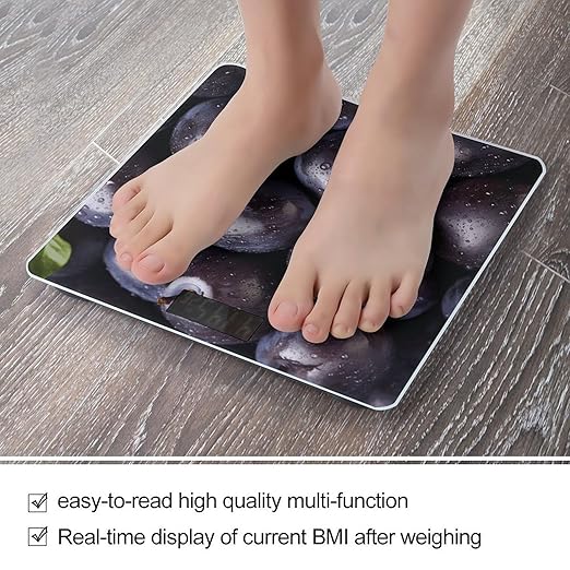 Some Purple Plums Scale for Body Weight Highly Accurate Digital Bathroom Scale Sturdy Tempered Glass Weighing Scales with LCD Display Fashion Body Fat Smart Scales 400lb