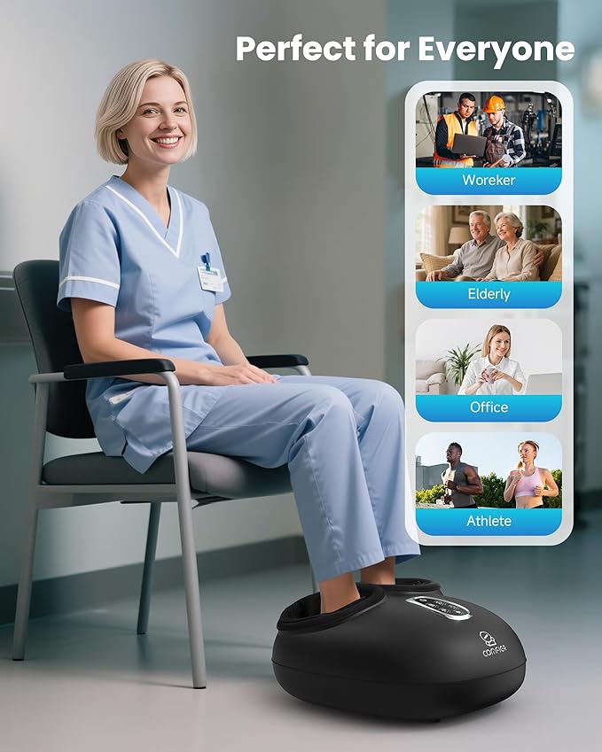COMFIER Heated Foot Massager for Neuropathy Pain Plantar Fasciitis Electric Feet Massager with Heat Compression Vibration Shiatsu Deep Tissue Relief Foot Heater Massager Large Size 14 for Men