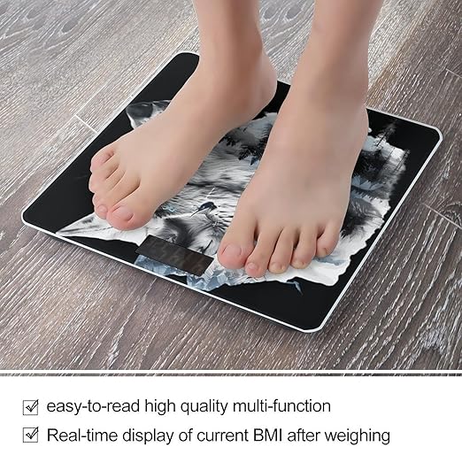 Wolf Forest Mountains Wild Nature Wildlife Snow Wolf Electronic Scale for Body Weight Digital LCD Bathroom Scale Weighing Scale style