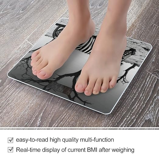 Zebra Scale for Body Weight Sturdy Tempered Glass Weighing Scales with LCD Display Accurate Digital Bathroom Scale Convenient Body Fat Smart Scales Easy Read