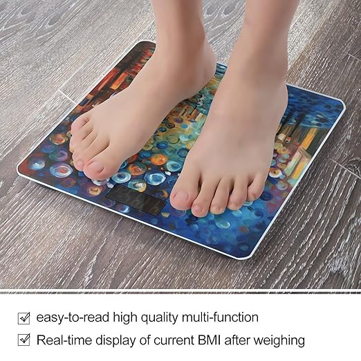 Colored Painting Bathroom Scale for Body Weight Bathroom Weighing Scale with Backlit LCD Display Highly Accurate Measures Weight Up to 180kg