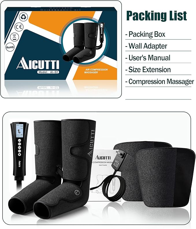 Professional Air Compression Leg and Foot Massager with Heat - Christmas &amp Birthday Gifts for Men &amp Women Improved Circulation &amp Pain Relief Ideal for Parents on Mother's Day &amp Fathe