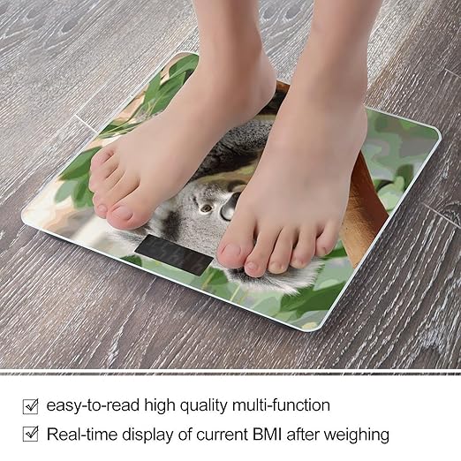 Cute Koala Scale for Body Weight Sturdy Tempered Glass Weighing Scales with LCD Display Accurate Digital Bathroom Scale Convenient Body Fat Smart Scales 400lb