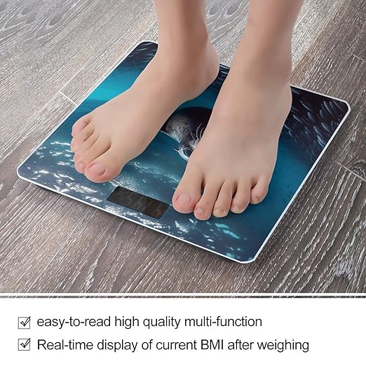 Underwater Sea Lion Scale for Body Weight Anti-Slip Tempered Glass Digital Bathroom Scales Clear LCD Display Weighing Scale Safe Rounded Corners Smart Scales