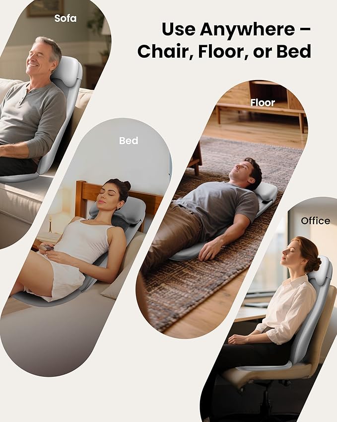 COMFIER Shiatsu Back Massager with Heat Deep Tissue Kneading Chair Massager with Vibration 2D/3D Shiatsu Massage Seat Cushion Full Back Massage Chair Pad