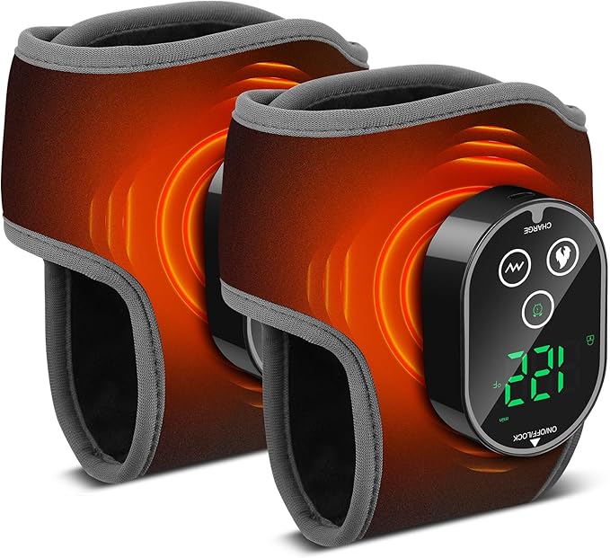 2PCS Cordless Ankle Heating Pads Foot and Ankle Massager with Heat Rechargeable Heated Foot Brace Wrap 3 Vibration and 4 Heating Modes