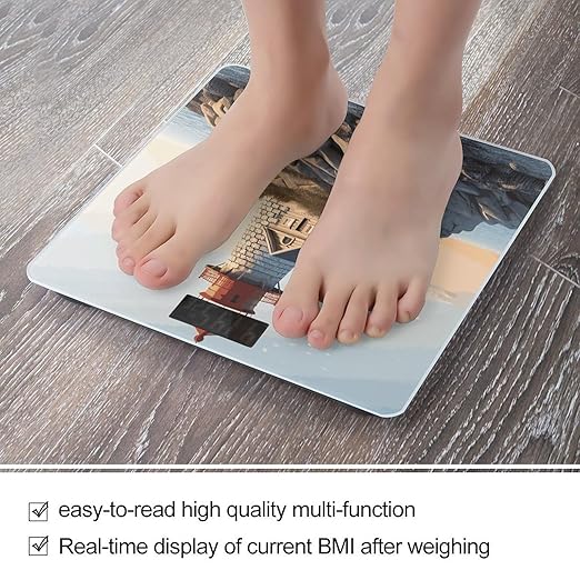 3D Seaside Lighthouse Bathroom ScaleHighly Accurate Digital Weighing Machine for People Bright LED Display Weight Scale for The Aldult Home Use