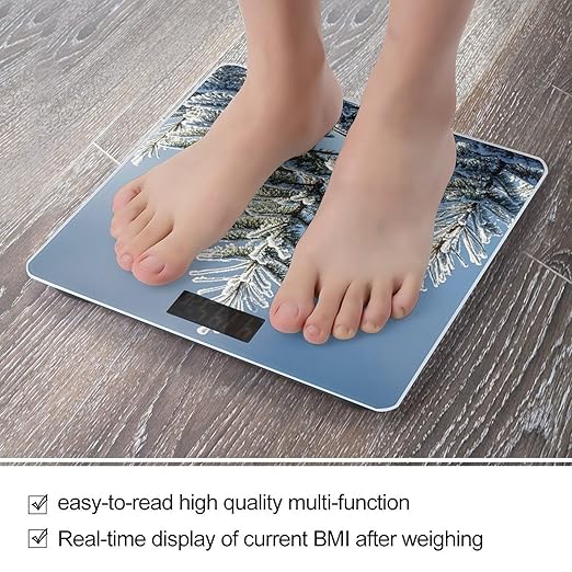 Frost in Winter Scale for Body Weight Highly Accurate Digital Bathroom Body Scale Digital Bathroom Scales for People Anti-Slip Large LCD Display Smart Scales
