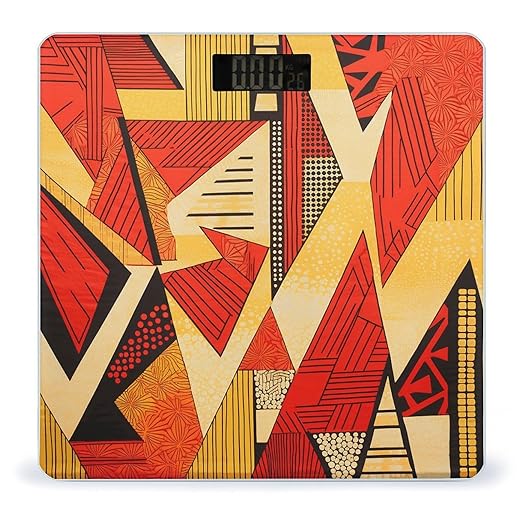 African Style Prints Scale for Body Weight Accurate Digital Bathroom Scale Toughened Glass High Precision Scales Smart Weight Scales with Large LCD Backlight Display Weighing Machine