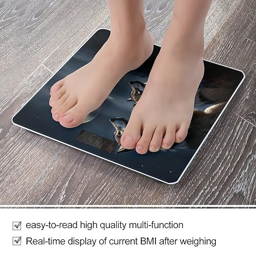 Digital Bathroom Scale for Body Weight Scale with Bright LCD Display High Accuracy Step-On Technology Auto On/Off Wolves in The Moonlight Digital Scales 400 Lbs /180kg