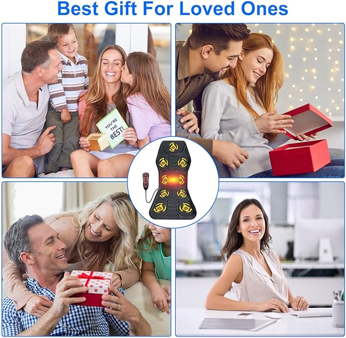 iMounTEK Full Body Massage Chair Pad with Heat Multifunctional Back Massager with Pinpoint Massage Vibration Timer for Home Office Car Use