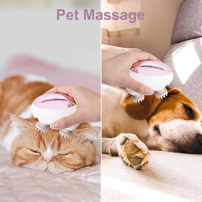 Electric Scalp Massager Portable Head Stress RelaxIPX7 Waterproof Rechargeable Head Massager Scalp Stress Relax Body for Deep Cleansing Relief Hair Growth (Pink)