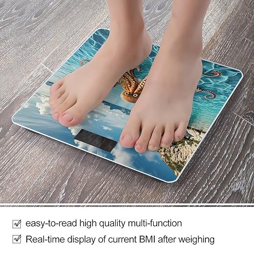 Octopus and Boat Scale for Body Weight Smart Scales Digital Bathroom Scale High Precision Weighing Scales with Large Display Weighing Machine for People