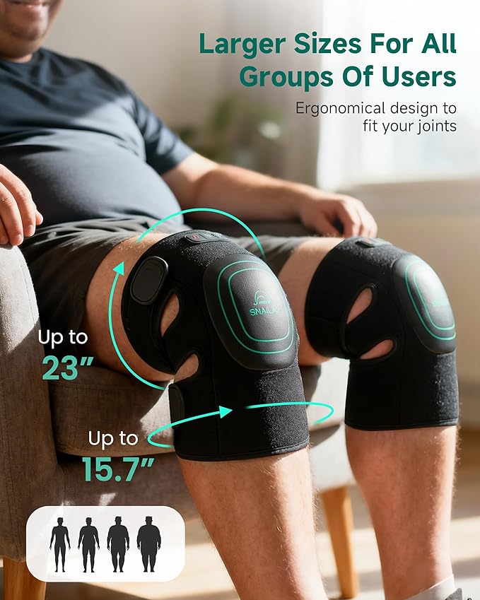 Cordless Knee Massager with Heat 360°All-around Vibration Graphene Heating Pad for Knee Rechargeable Multi Modes Large-size Range for Athletes Housewives Elders Gifts for Men Women Home Office Use