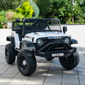 12V 7AH 4WD Kids Ride-On Truck Electric Off-Road Car with Remote &amp Pedal Control LED Lights Music USB Safety Belt 4-Wheel Suspension Adjustable Speeds Outdoor Gift for Boys Girls White