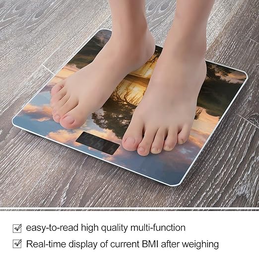 Big Trees in Sunset Weight Scale Large Digital Bathroom Scales with Bright LED Display Non Slip Digital Scale and Step On Fashion Weighing Machine for Body