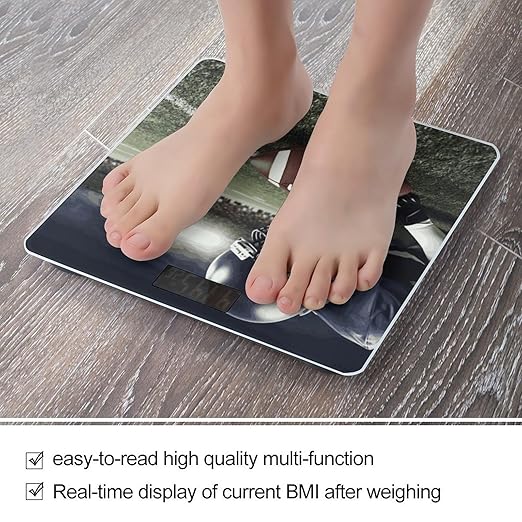 Digital Bathroom Scale for Body Weight Scale with Bright LCD Display High Accuracy Step-On Technology Auto On/Off American Football Digital Scales 400 Lbs /180kg