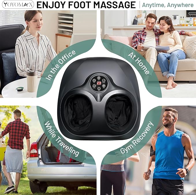 yoyomax Shiatsu Foot Massager with Heat - Deep Kneading for Circulation &amp Feet Relief - Fits Up to Men's Size 13 - Ideal for Relaxation Gift for Parents - Light Gray