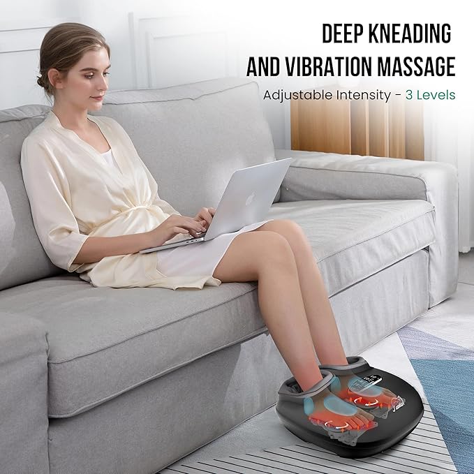 Snailax Shiatsu Foot Massager with Heat Deep Kneading Compression Vibration Feet Massager Machine for Plantar Fasciitis Neuropathy Foot Warmer Under Desk Size 13 Gifts for Men Women